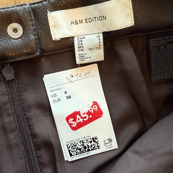 H&M Edition NWT Size 6 Calf-length Wine/Deep Purple Faux Leather Skirt - Picture 5 of 9